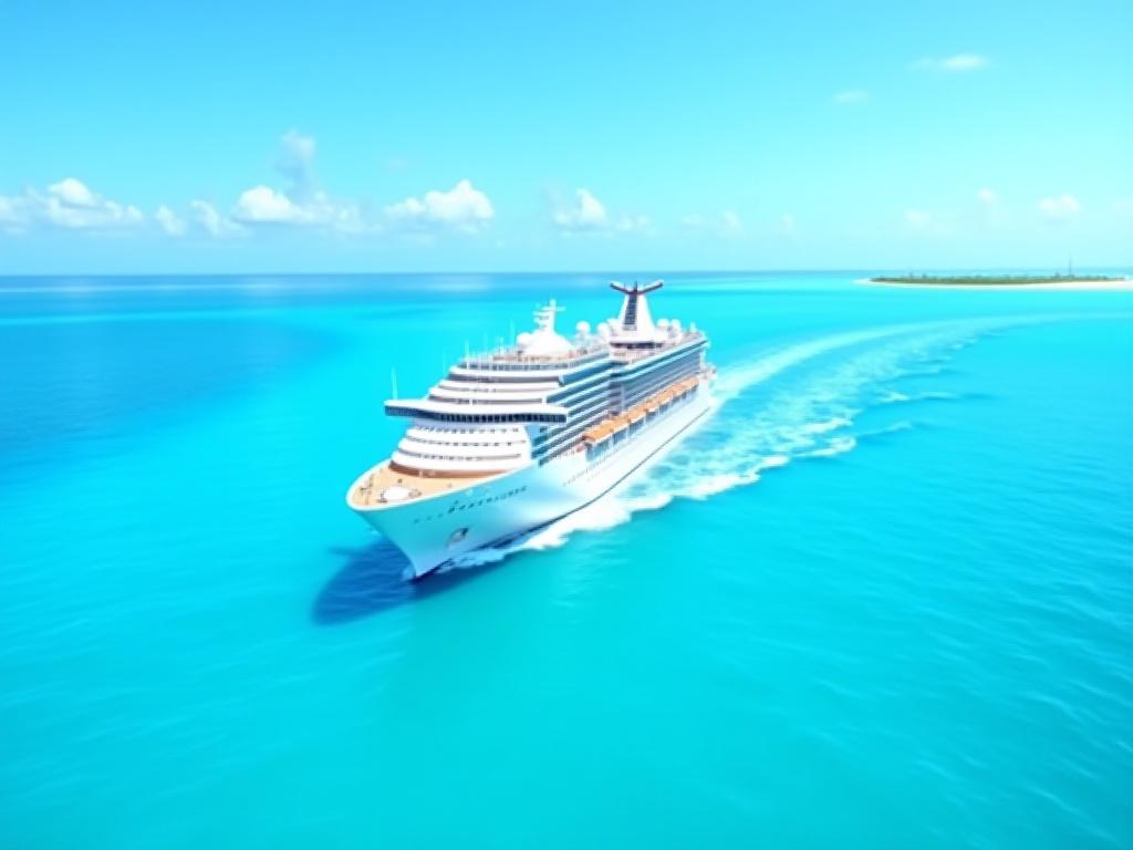 Luxury cruise ship sailing Caribbean seas