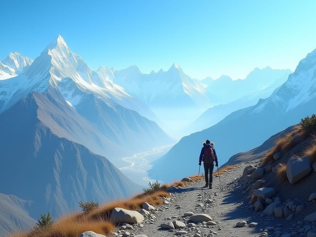 Trekking expedition in Himalayan mountains